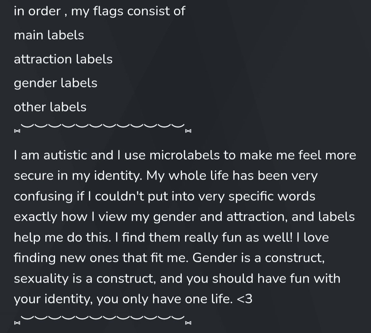ukedepraved's tweet photo. ykw yeah. look at MY queer labels https://t.co/rO7pNbxQCz