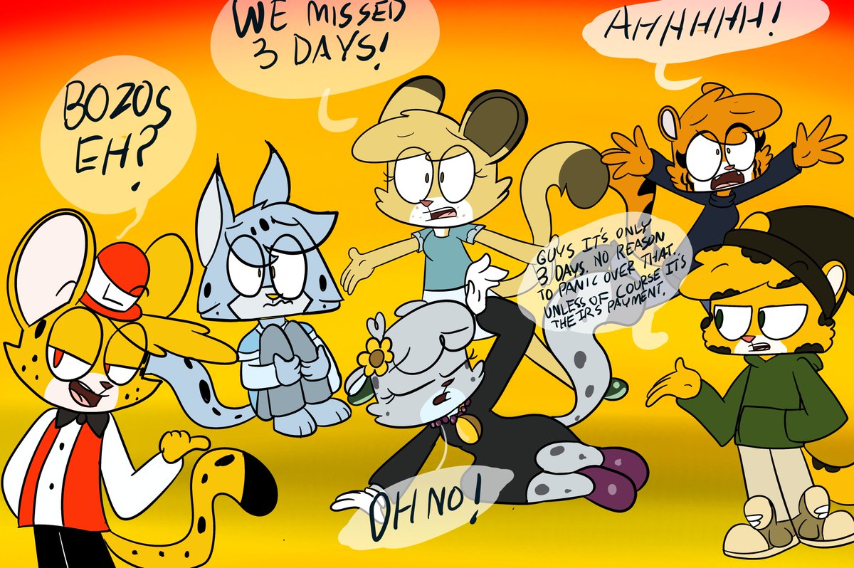 JLRART's tweet photo. I thought about joining #ToonJune2026. Here, my characters are panicking cause unfortunately 3 days have been missed. https://t.co/hLY3YxntSR