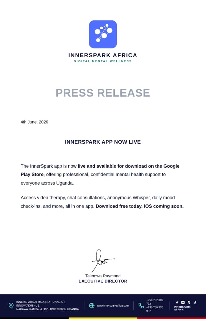 raytalemwa2's tweet photo. It's official. The InnerSpark app is LIVE on Google Play.
Real therapists. Anonymous Whisper. Daily mood check-ins. Confidential mental health support, built for East Africa, in your pocket. 💙
Free to download 👇
https://t.co/h0rIHLDvNV

#MentalHealth #InnerSpark #Uganda #Kenya https://t.co/HNJ7VYaYUa