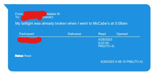 sdpj131313's tweet photo. In light of the vile and disgusting texts from Michael Proctor today, just a reminder, Karen Reads taillight was broken before Michael Proctor got out of bed. Justice for John shouldn't be derailed by a bad cop. https://t.co/Ejrexp42IJ