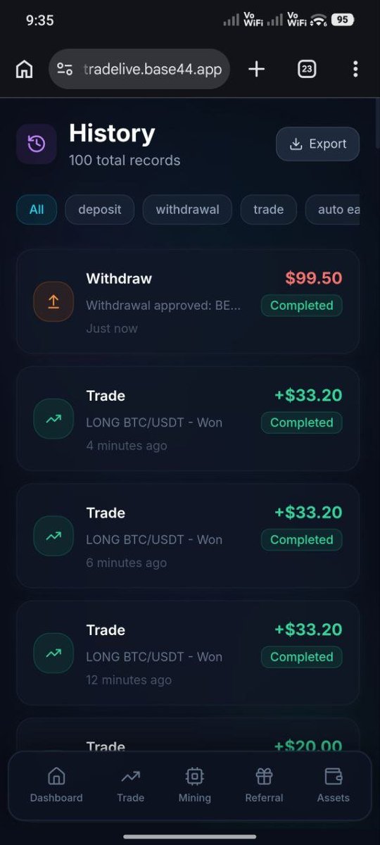 Kaoriloise's tweet photo. 🎉 Starting with only $20, he followed the trading signals and generated profits. His earnings were then credited directly to his crypto wallet. https://t.co/BnOcdukGKr