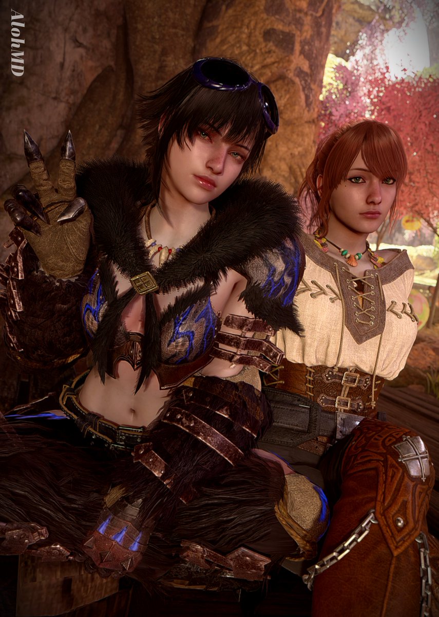 Al1c3_Bl0Dstone's tweet photo. A Cute Date in MH:Wilds with my Bestie ❤️

#MHWilds #VirtualPhotography https://t.co/GcEBRrPKf1