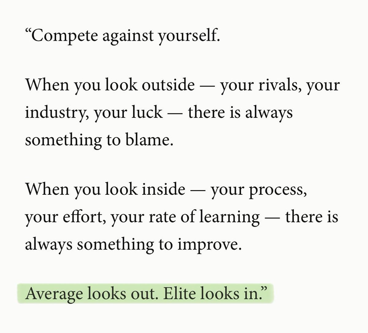 readswithravi's tweet photo. James Clear on the only competition that matters: https://t.co/23HuFaH59u