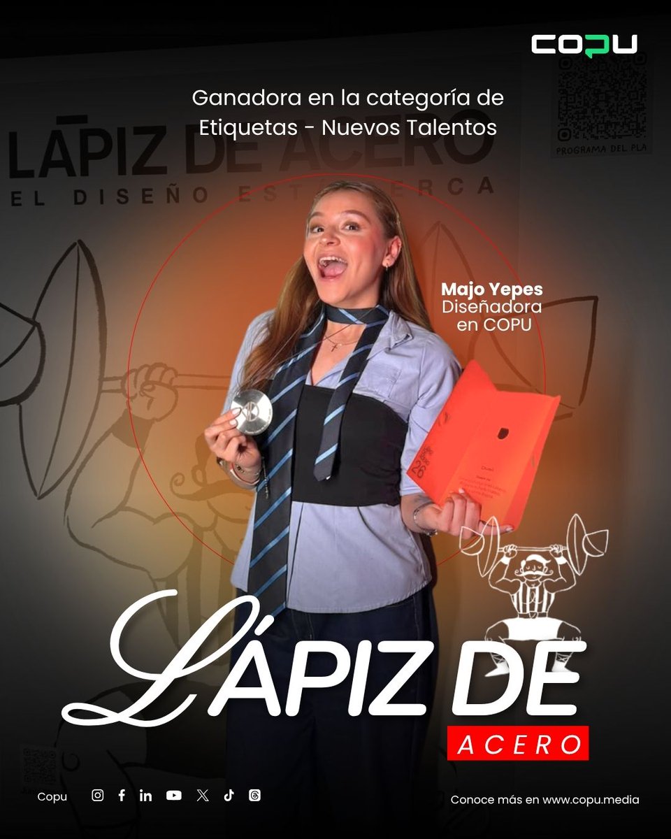 copu___'s tweet photo. 🥹#OrgulloCOPO | El día de ayer nuestra diseñadora Majo Yepes ganó en la categoría Lápiz de Acero - Empaque, Nuevos Talentos, junto a sus compañeras María José Fernández y Gabriela Pinzón.

Orgullosos de nuestros COPOS y sus logros.🤩 https://t.co/bNWRW8sHBa