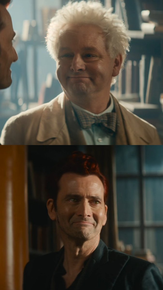 sheennxnt's tweet photo. The cover image used in the video shows exactly the same expressions on Aziraphale and Crowley’s faces as when they ‘say goodbye’ https://t.co/hPYQrndb50