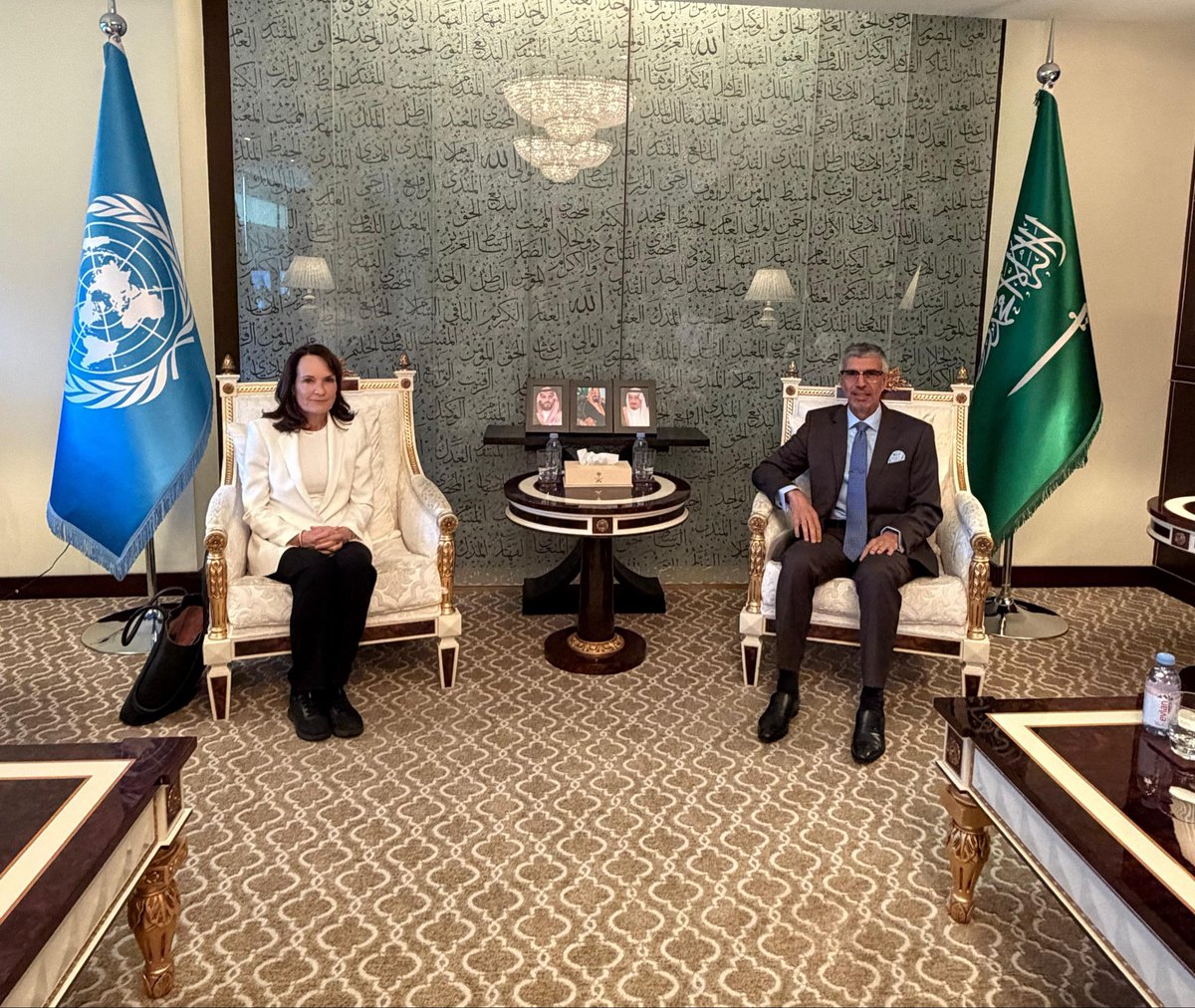 AzALWASIL's tweet photo. I was pleased to meet with Ms. Georgette Gagnon, @ggagnonn Deputy Special Representative of the Secretary-General (Political) for Afghanistan and Head of Mission of the OIC in Afghanistan.

We exchanged views on developments in Afghanistan and discussed the importance of continued international engagement in support of peace, stability, and the well-being of the Afghan people. I reaffirmed the Kingdom of Saudi Arabia’s commitment to constructive dialogue and efforts aimed at fostering security, development, and regional cooperation.