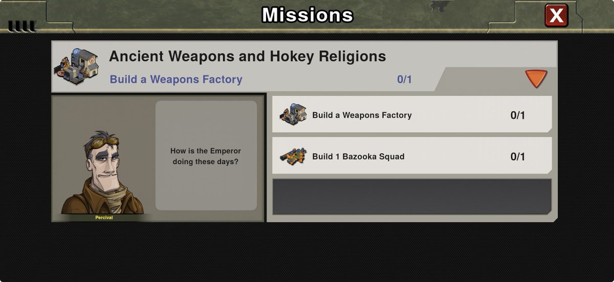 CoppermineTypeK's tweet photo. This might be the funniest objective in a mobile game I've ever seen because
1. It's the only one I've ever seen with completion locked behind premium currency
2. It's extremely early game
3. The weapons factory might be the single worst premium currency investment in the game https://t.co/uZP0rLwlzE