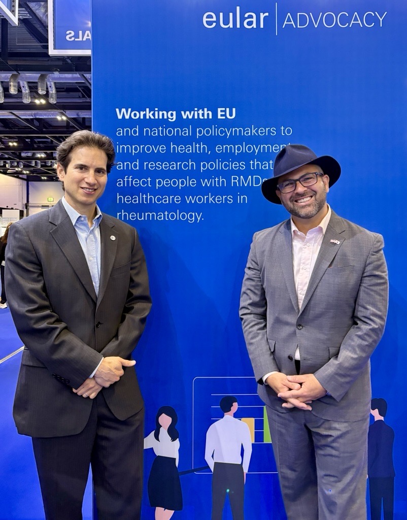 CreakyJoints's tweet photo. 👀 Spotted at #EULAR2026

Patient advocacy in action.

@GHLForg  President &amp; Co-Founder @SethSaidSo and Chief Policy Officer @StevenNewmark are in London this week helping bring the patient perspective into conversations about research, treatment access, and healthcare policy. https://t.co/BKnB0TekA8