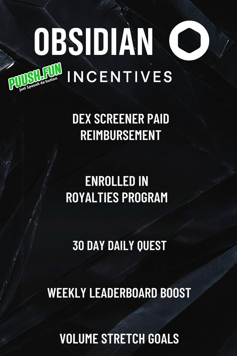 ObsidianSwap's tweet photo. We secured 3% of $RICK from @Drip_Official_ to fulfill 
@ObsidianSwap perks

Currently sitting at 73% on @PUUSHDABUTTON and graduating to Obsidian paired with $OBS

🔗https://t.co/4IQrzXHFby

Daily Quests &amp; trading contests incoming once they go live https://t.co/3gprj1AFnE