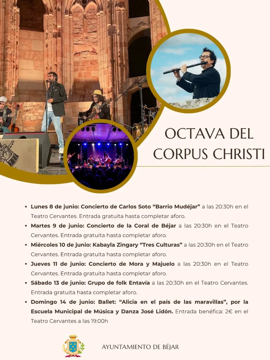 BejarFM's tweet photo. Programación completa del Corpus Christi 2026 en #Béjar

✅ Varios días de actividades culturales, musicales y tradicionales para su Fiesta de Interés Turístico Internacional

https://t.co/uJQ0tAjavU https://t.co/c21Lb3yJUL