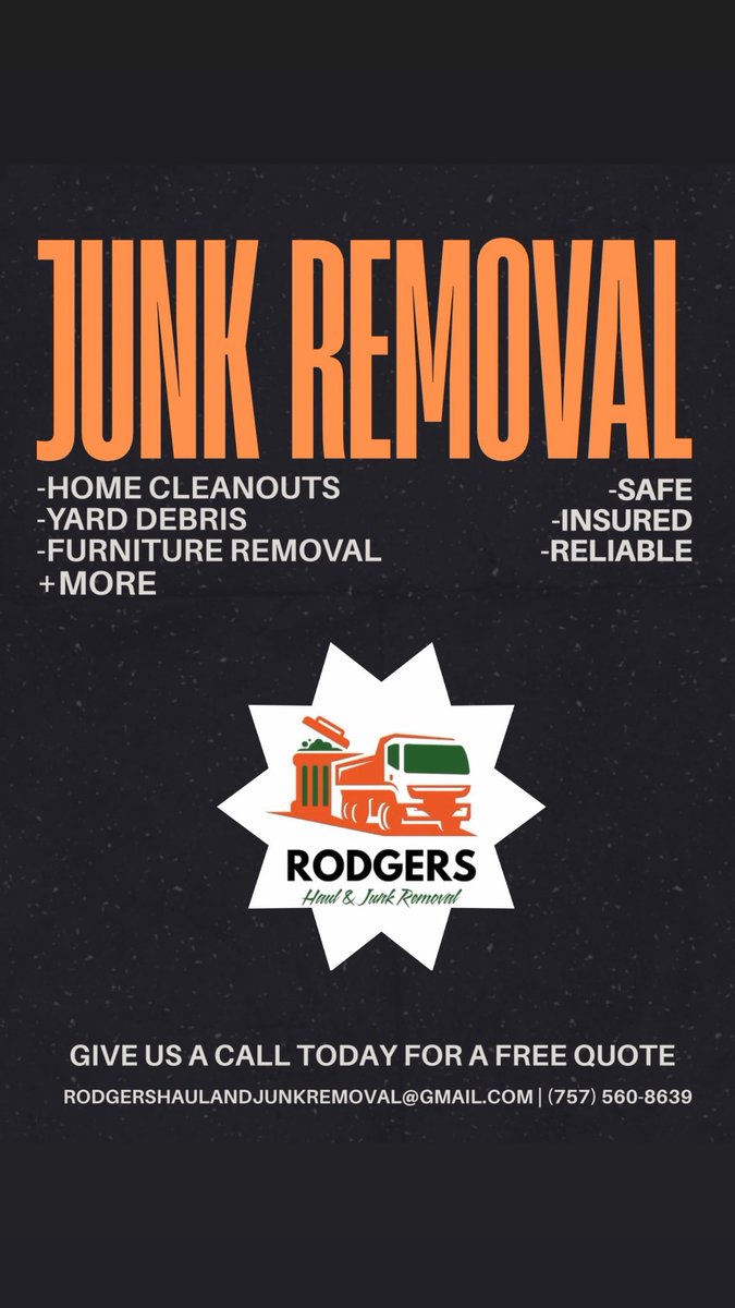 RodgersRemoval's tweet photo. We Offer SAME DAY REMOVALS/PICKUPS 
-All Junk Removal Services (Yard Debris, House Cleanouts)
-Specialty Item Removals (Couches, Beds, Washers/Dryers)

#junkremovalnearme #junkremovalservices #junkremovalbusiness #furnitureremoval #meta https://t.co/Q45gZhPe0J