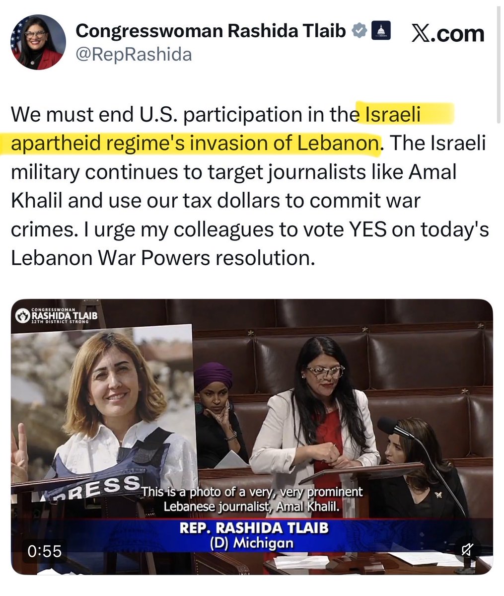 JoosyJew's tweet photo. “Free Palestine” obsessives are suddenly obsessed by Lebanon too. In reality, they’re just Israel addicts.

‘Palestinian American” Rashida Tlaib calls Israel an “apartheid regime” when it’s actually Lebanon that has specific laws of genuine apartheid against Palestinians. https://t.co/I8LAhsm2eq