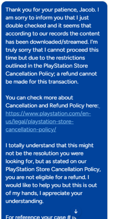 PSOCecil's tweet photo. @Wario64 I contacted support and after getting through AI to a 'rep' (which was also totally AI) I was all this.

So I think Sony plans on doubling down on just keeping people's money and not refunding for the falsely advertised product.

That's great, I just got a PS5 too. https://t.co/EJtX6jaIAt