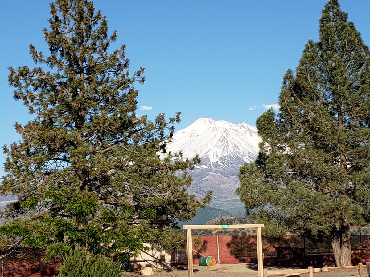 JamesHDay's tweet photo. On the road again, Mt. Shasta: Nice views of Mt. Shasta on Sunday heading south and on Monday heading  north. Both shots taken at the I-5 rest top adjacent to the Weed airport. https://t.co/Z7WEzEtLOQ