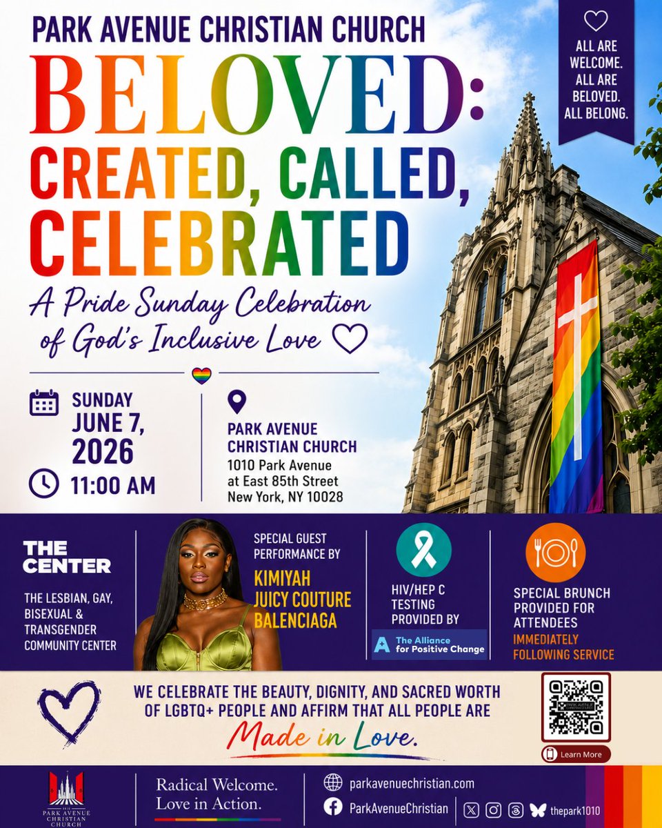 ThePark1010's tweet photo. 🌈💜 This Sunday, we tell a different story—one of radical welcome, love in action, and belonging. You are beloved. Created. Called. Celebrated. ✨🏳️‍🌈 #Pride2026 #LoveInAction #ThePark1010 https://t.co/6AJWmq8JR8