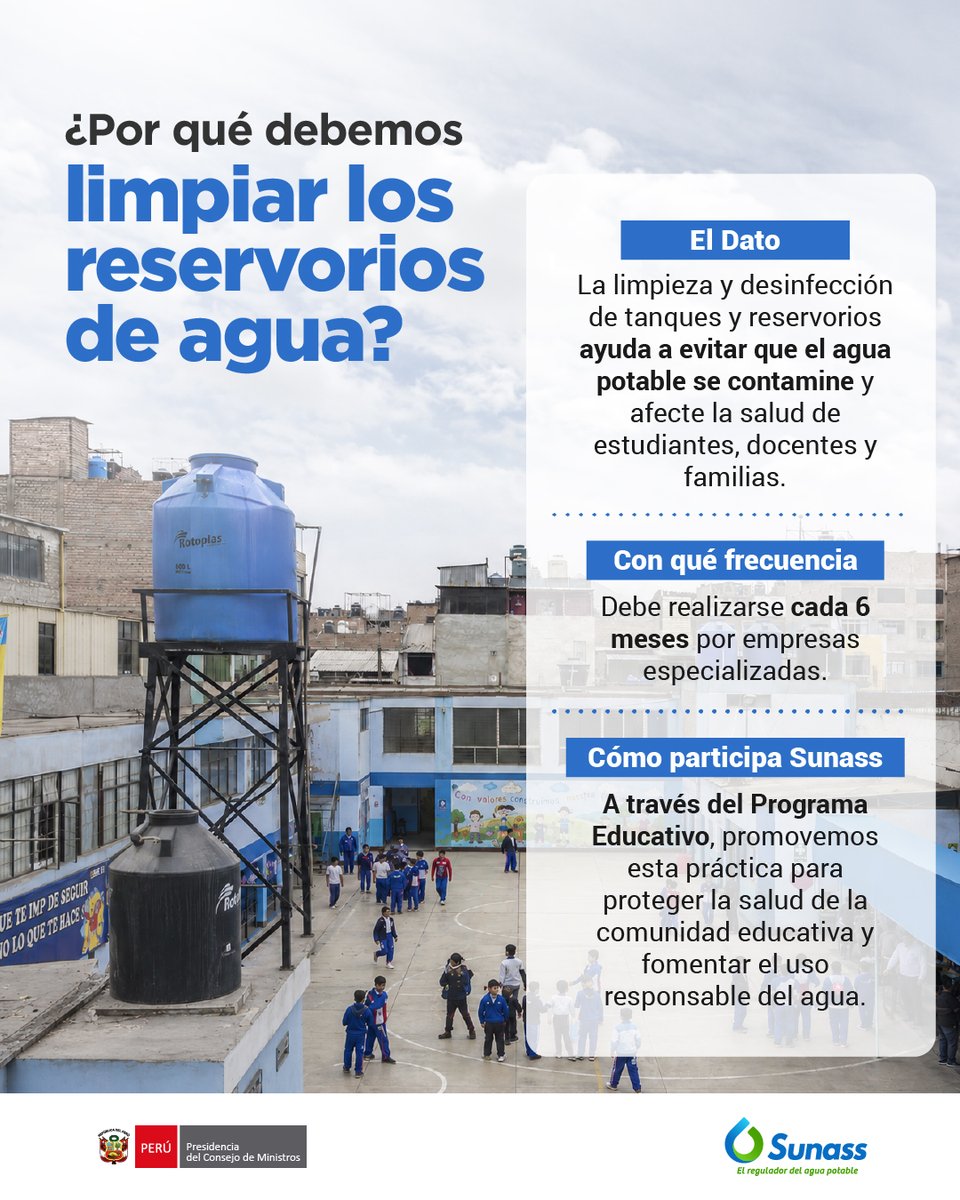 sunassperu's tweet photo. 💧 ¿Sabías que un reservorio limpio puede proteger tu salud? Conoce por qué es importante limpiarlo y desinfectarlo periódicamente. 🚰✨ https://t.co/D2OThlhvjc