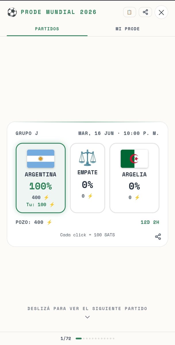 NanoSon87's tweet photo. Che posta creo que Sats Wars tiene el prode mas divertido de todos.

⚔️ Cada partido es una batalla.
🔢 Analisis estadístico y de riesgo.
⚡️ Pozos en sats

Lo probas y me ayudas a difundirlo?

https://t.co/Oc3gCi7PPf https://t.co/58iGMVebaQ