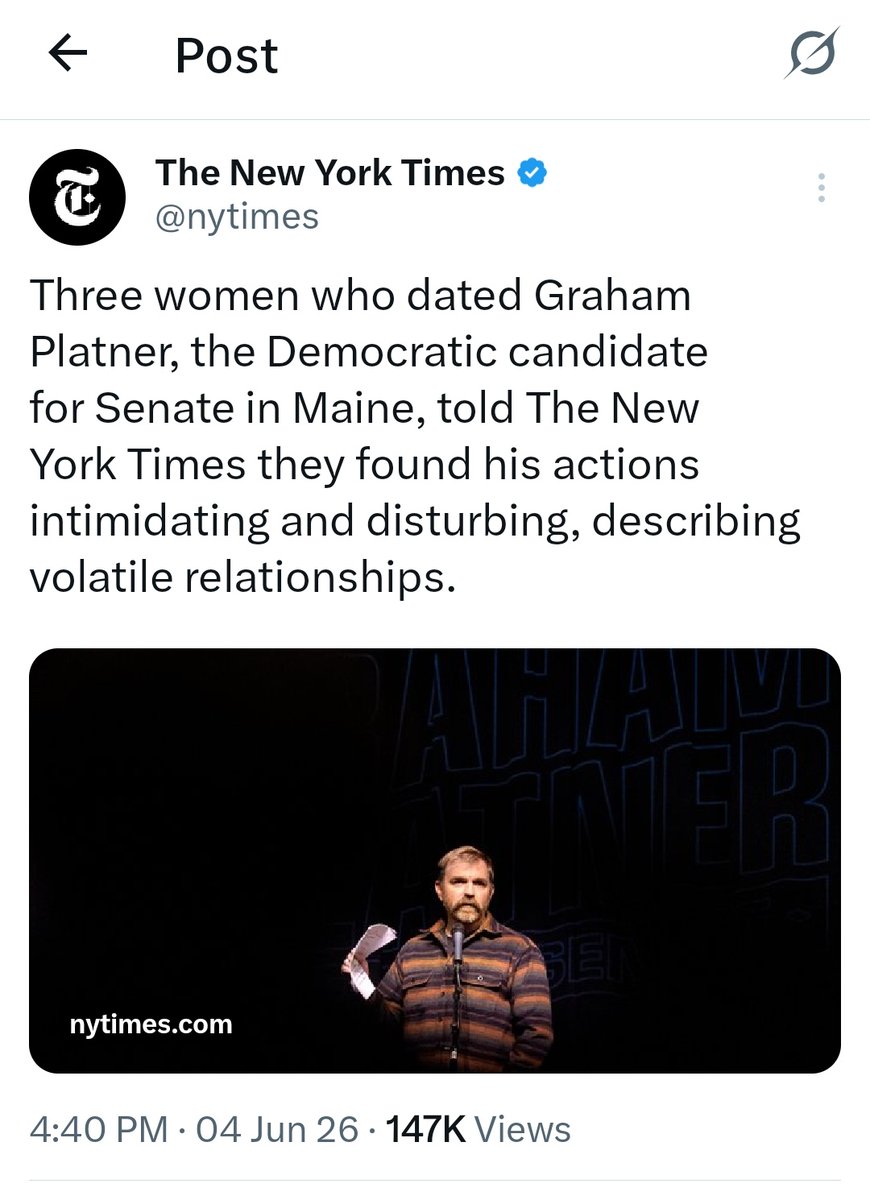 nyttypos's tweet photo. @nytimes Reading this article I couldn’t substantiate the social media team’s synopsis that three women found Platner’s actions intimidating and disturbing.  This is all we’ve got from the third woman (a vague statement that she felt like “collateral damage to the world that is his”): https://t.co/PO1AZUEane