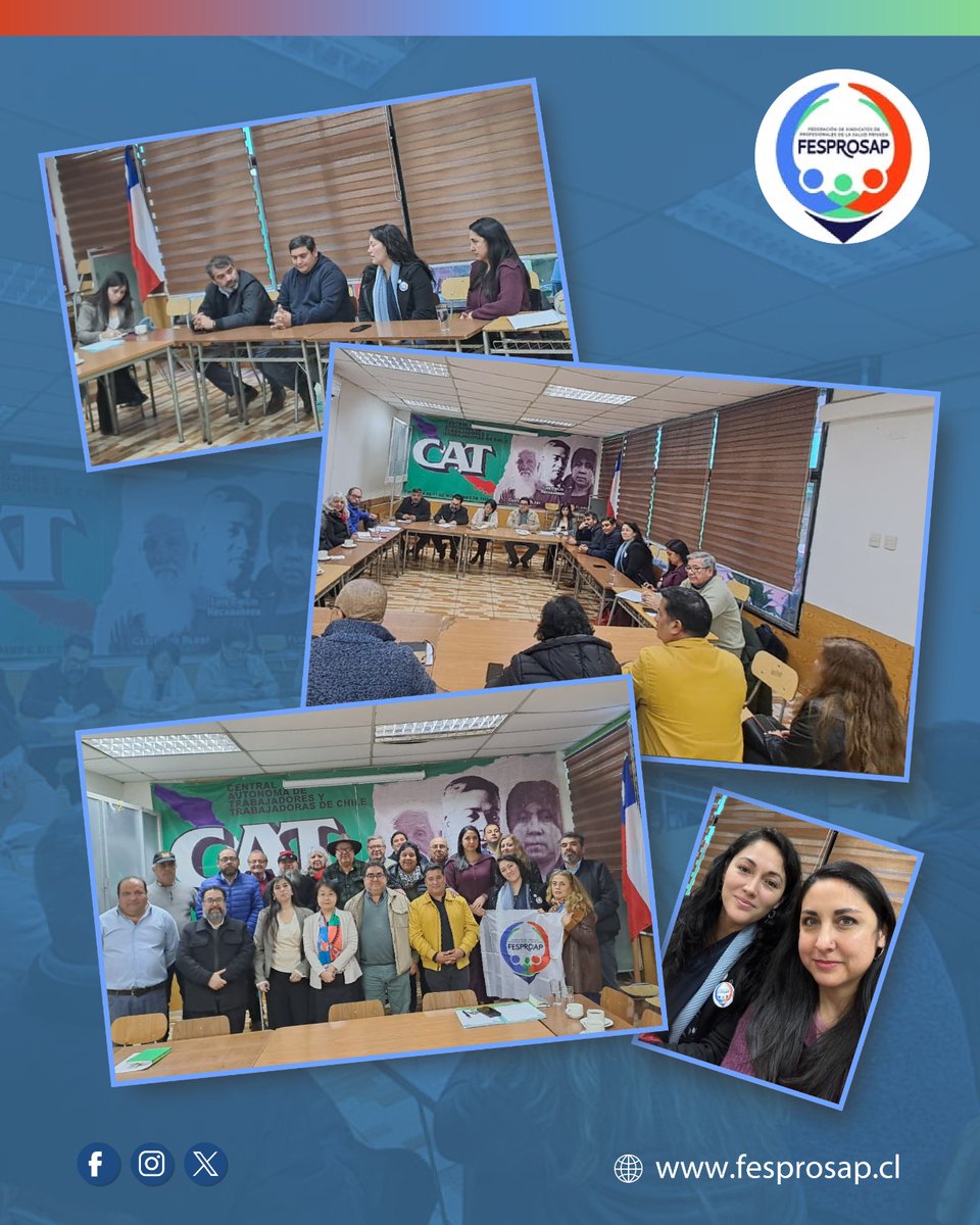 fesprosap's tweet photo. #FESPROSAP participó en reunión convocada por la CAT con Yukiko Arai, Directora de la OIT para Chile y Cono Sur. Planteamos la necesidad de fortalecer el Convenio 190 en la salud privada, enfrentar la sobrecarga laboral y promover el diálogo social. https://t.co/s1f6jM1fEb