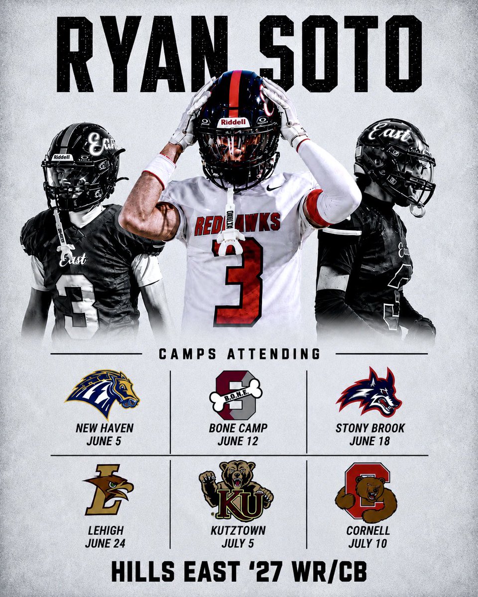 RyanSoto146639's tweet photo. Camp schedule for the summer. Thank you to all the coaches who reached out. Can’t wait to compete!
@Mazon_walker99 @2026BONECAMP @CoachMartinoSBU @CoachJohnRooney @CoachMignanelli @coachjyairt @coach_dees @coachMarceli @PRZcory @LIBLITZ https://t.co/kUYeDb2C0L