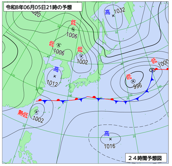 kuri_tenki's tweet photo. 6月5日㈮九州の天気 #都城市⛅/31℃
【蒸し暑い】
低気圧が東へ進み九州から離れ、梅雨前線は奄美付近に南下する見込みです。

・朝までには雨は止み、天気回復傾向
・日中所々で晴れ間あり⛅
・26～30℃、熱中症注意

南シナ海の熱帯低気圧は次第に梅雨前線と一体化し、
日曜には大雨をもたらす可能性⚠

まだ土壌水分が抜けきっていない所もあるので、
危険度も上がりやすい状況です。動向に注意を。