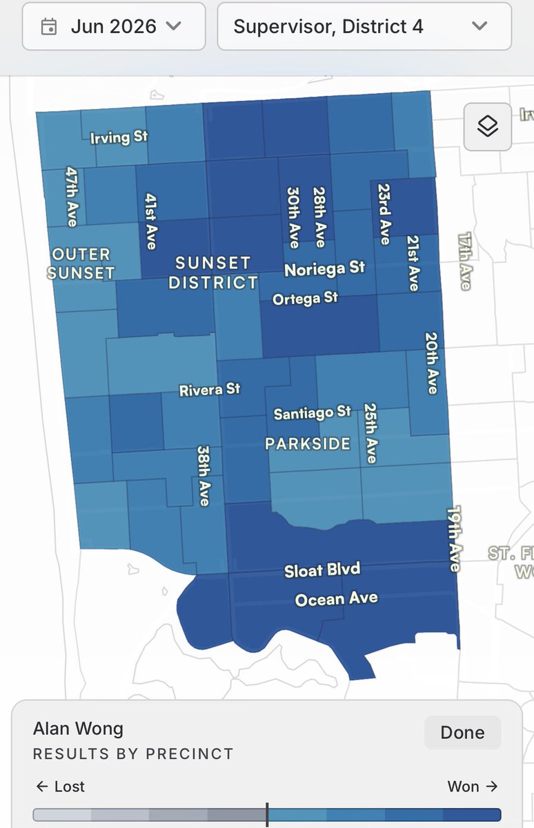 alankennywong's tweet photo. Post Election Review: I’m deeply grateful for the trust District 4 Outer Sunset voters have placed in me over the years. I was fortunate to win across every D4 precinct in both this election and in 2024, following strong support in 43 of 48 D4 precincts in 2020. https://t.co/kUPEd93bCo