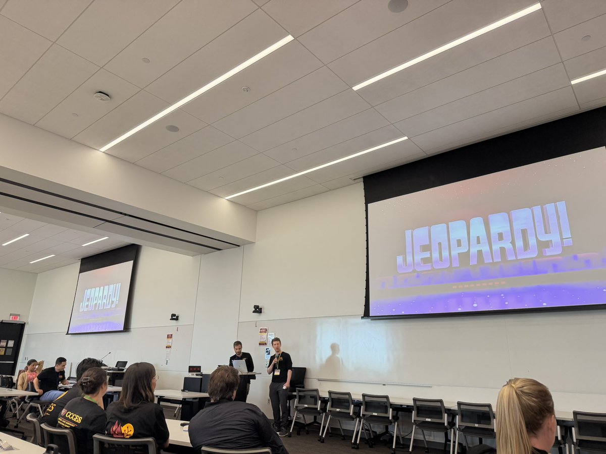 UMN_CCCEdSummit's tweet photo. Finished with a spirited game of Jeopardy! The Circuit Keepers beat the Clot Busters by 100 points! Thanks for joining us this year everyone! See you June 2-4, 2027!!! https://t.co/6ZOEpt4SD2