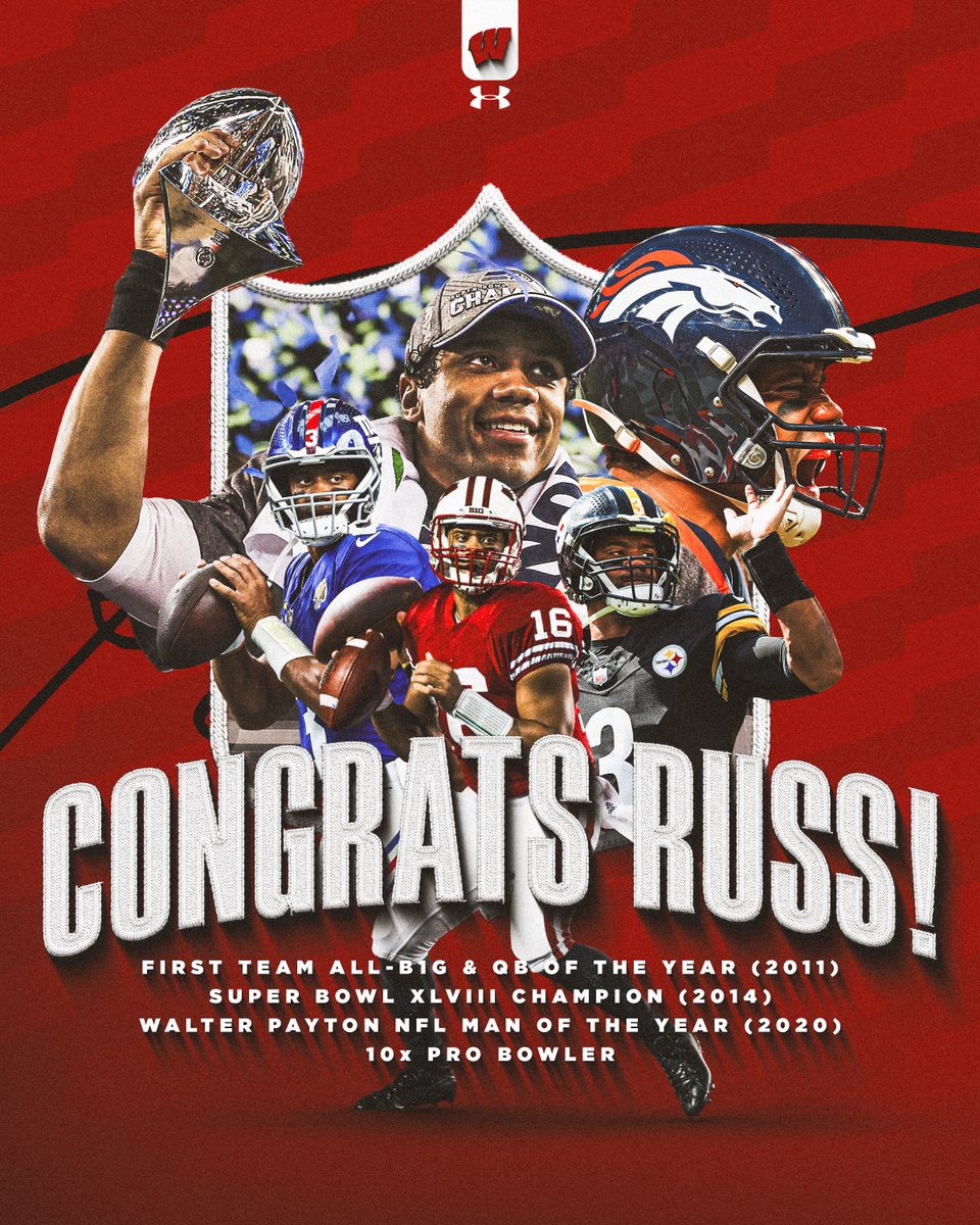 BadgerFootball's tweet photo. A Badger legend. A champion at every level.

Congratulations on an incredible career, @DangeRussWilson! https://t.co/6B497O60Ss