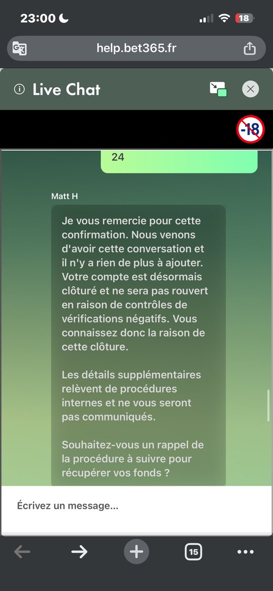 arthur1rr's tweet photo. J’ai eu un problème de compte cloturé sur bet365 alors qu’il avait été validé avant et que j’avais déjà pu faire un retrait, j’ai vu plusieurs personnes dans la même situation si qlq a une solution je veux bien passer mp https://t.co/yccqrO97P6