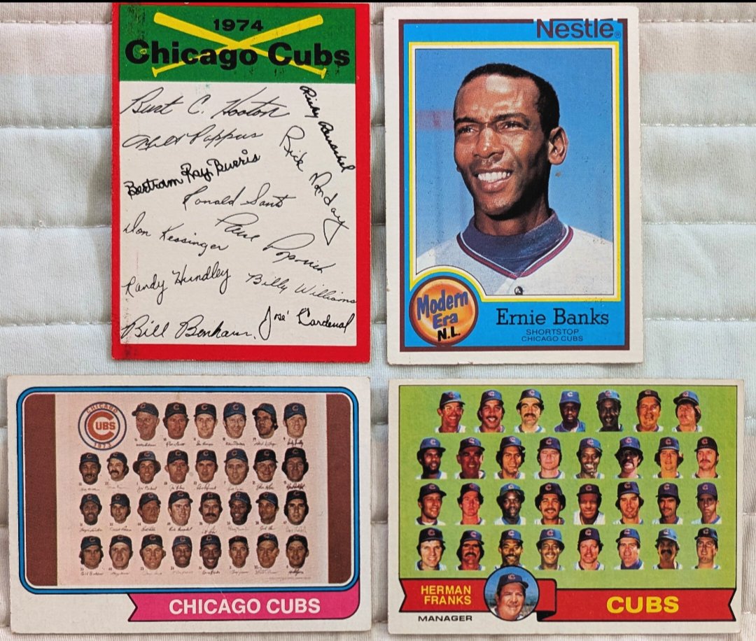 Brett2point0's tweet photo. @84baseballcards @coachcreag Late vintage 70s team card lot plus a Nestle Ernie Banks. Sweet!! 

$5 PWE https://t.co/LeBzwpOVnN