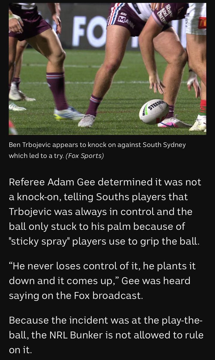 NoShins81's tweet photo. @NRL do I need to go back and screen grab every knock on call that has been due to “sticky spray”?
Because I will just to show how inconsistent you are as an organisation.
#PVLOut #PVLBallSucksBalls #NRL https://t.co/mrMulsKser