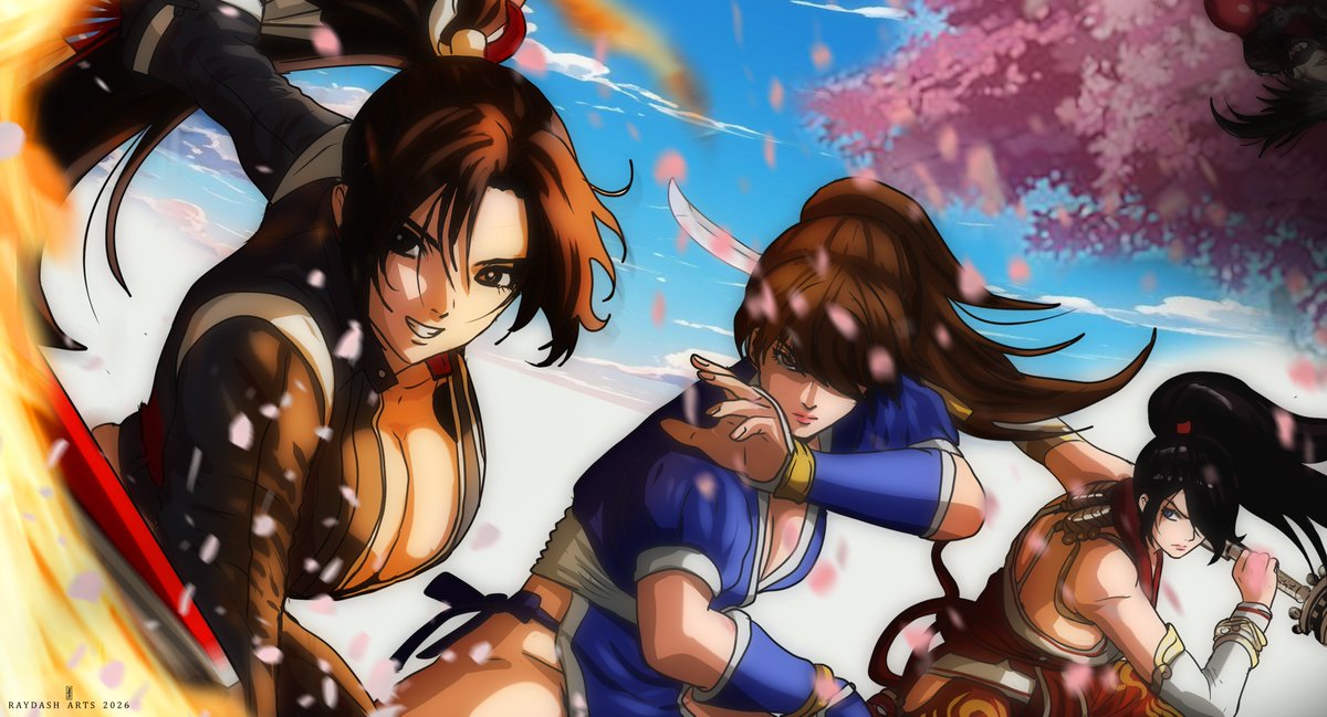 Raydash30's tweet photo. kunoichis 
fanart commission #maishiranui #kasumi #momiji #ninjagaiden #FatalFurycityofthewolves #deadoralive #raydasharts https://t.co/ER91eaHM5i