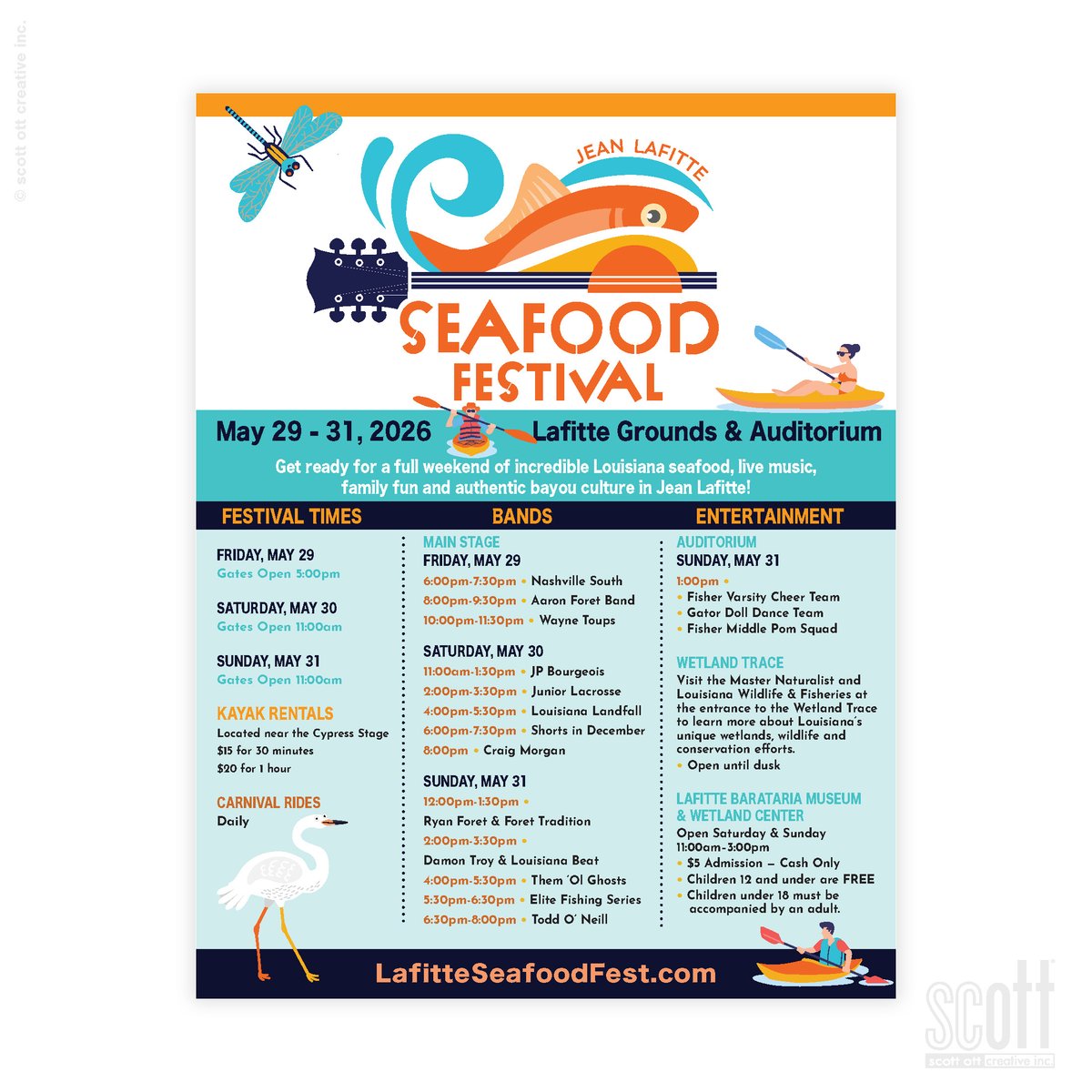 scottottcreativ's tweet photo. Bringing the flavor of the bayou to life through design!

We had an incredible time creating promotional graphics, signage and creative pieces for this year's Jean Lafitte Seafood Fest again!

Congratulations on another fantastic Seafood Fest!

https://t.co/gZqqDe06nX https://t.co/Z5NGp94Btx