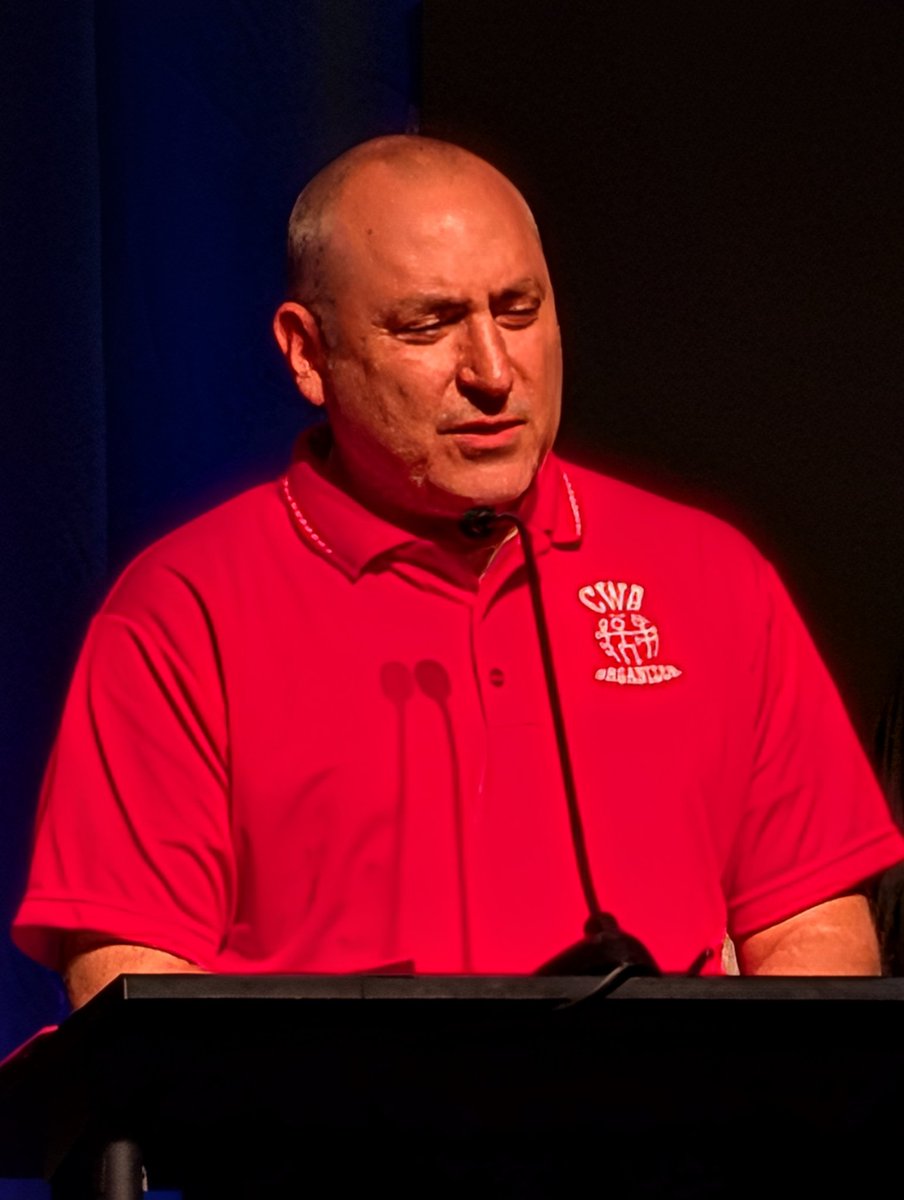 NCStateAFLCIO's tweet photo. "We're the ones with real power if we know how to use it... Think about how we can use our power to withdraw our labor and cripple their profits." Kieran Knutson, @CWAUnion Local 7250 President, on combating corporate complicity with ICE violence. #NN26 #1u https://t.co/GrcFoKEnIN
