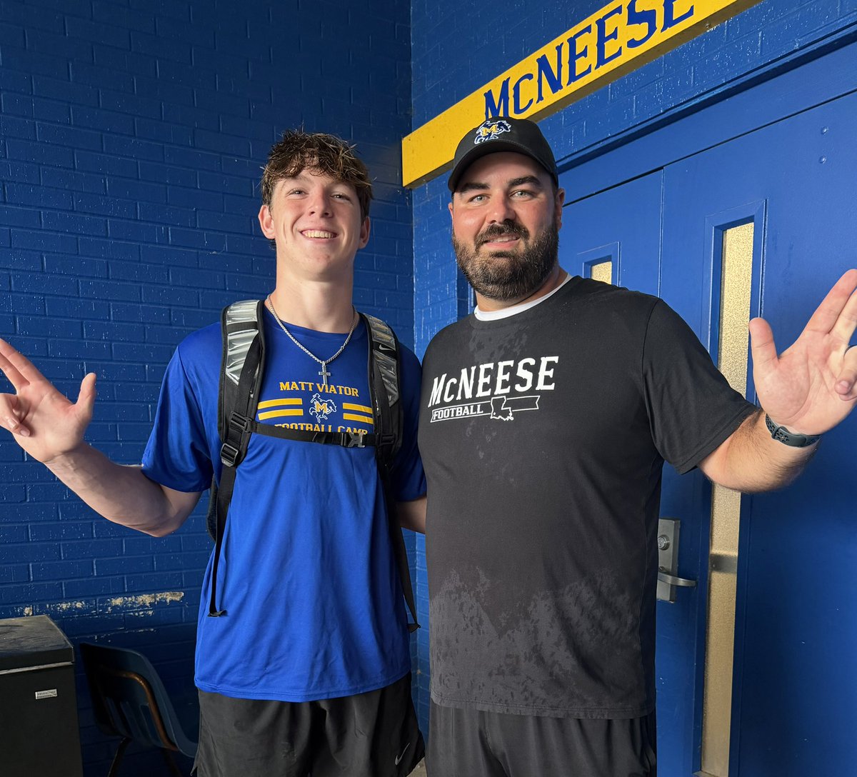 LukeNelson_4's tweet photo. Had a great time at @McNeeseFB camp! Thank you @CoachMMartin for coaching and talking to me! 
‼️4.33   5-10-5‼️

@coachsmalley23 @Tyler_Bolfing https://t.co/5mZGd0en2p