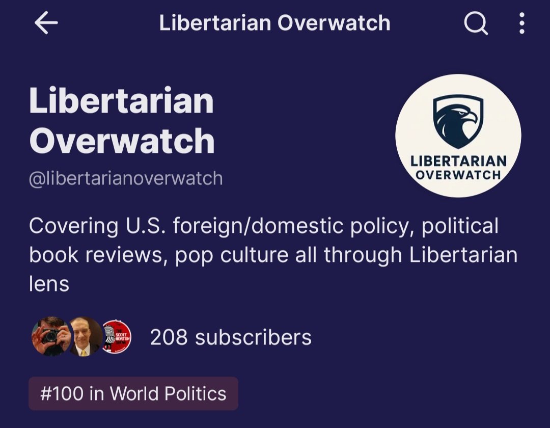 liboverwatch's tweet photo. What an honor to included in the top 100 for World Politics! Thanks to all who have followed/supported on @Substack. https://t.co/heF1FAO9AH