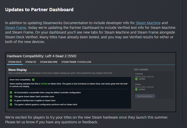 Wario64's tweet photo. Valve expands Verified program to include Steam Machine and Steam Frame, both shipping this Summer https://t.co/qz0AuOMpRY https://t.co/83Hw7ZIpej