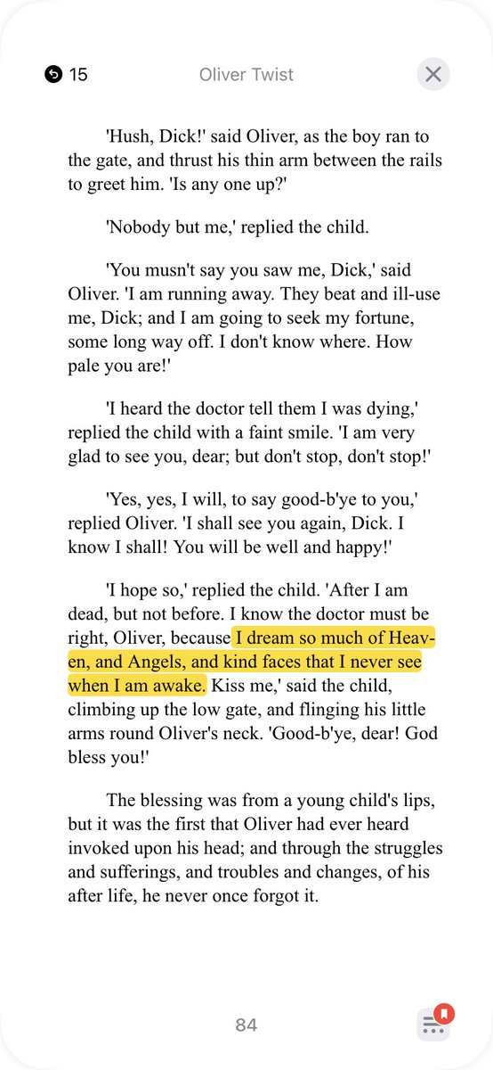 Air_Bendel's tweet photo. Totally agree with this. Read Oliver Twist again last month and understood better than I did when I first read it in primary school. Also relearnt some things I had forgotten. 
Here are some highlighted parts that stuck with me. 👇

Next on my list is Satan Whispers. https://t.co/vWBrw2Rf5l