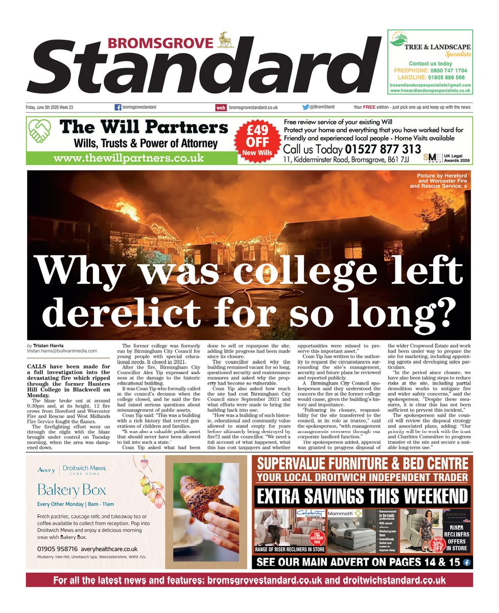 BromStandard's tweet photo. Here is a sneak preview of the front page of tomorrow's Bromsgrove Standard - #tomorrowspaperstoday https://t.co/c9l5d4geIa