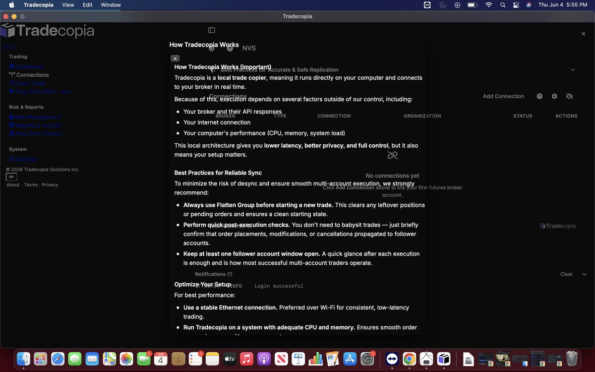 noushadvali's tweet photo. has anyone had issues with adding connection to @tradecopia  on Mac? Once I click add connection button, i dont see an option to move next. Looking for suggestions https://t.co/RW1h7vsctx
