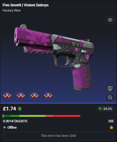 adsyyycs2's tweet photo. Flipped 3 0.00 Violent Daimyo's together today! 😎

0.001 Five-SeveN | Violent Daimyo
✅FLIPPED✅

➡️Bought for: £1.73
➡️Sold for: £2.35

After fees, that's a total profit of £0.57 (33.12%)🤑💵

#csfloat #cs2 #csgo #counterstrike #skins #trading #flipped #profit #roadto5k https://t.co/gnymSgevnW