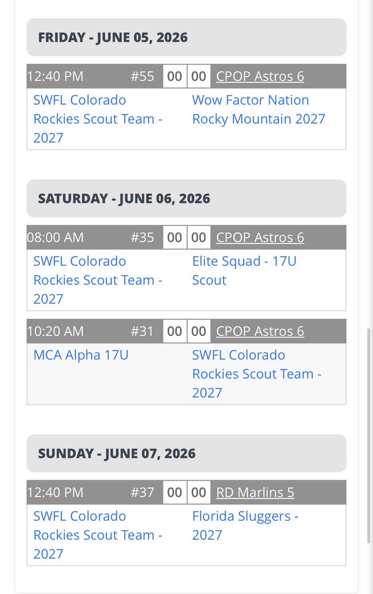 lincmust27's tweet photo. Coaches, here is my schedule this weekend for the Palm Beach Classic. I will be playing with the SWFL Rockies Scout Team. @diamondflorida1 https://t.co/ndogwMKxxo