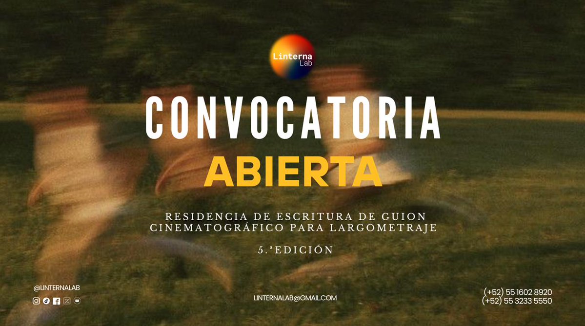 imcine's tweet photo. @bogoshorts @Cienega_cine . @linternalab abrió la convocatoria para participar en su 5ta Residencia de Escritura de Guion Cinematográfico para Largometraje dirigida a guionistas y escritorxs con proyectos de largometraje en cualquier etapa de desarrollo.

Hasta el 1 de julio
Info: https://t.co/7m7MuU198K https://t.co/X7YZwhh2tZ
