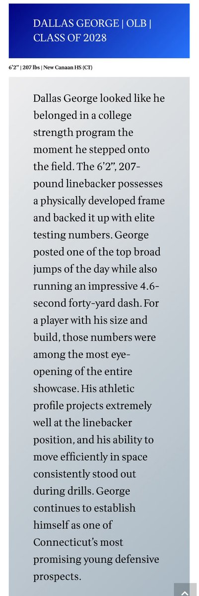 DallasGeorge28's tweet photo. I appreciate the write up @ScoutingNE Thank you!! 
Here is the link to the article: https://t.co/yKoy7kBIuT
@Coach_Nguyen @NewCanaanFB https://t.co/fOf0liLEiS