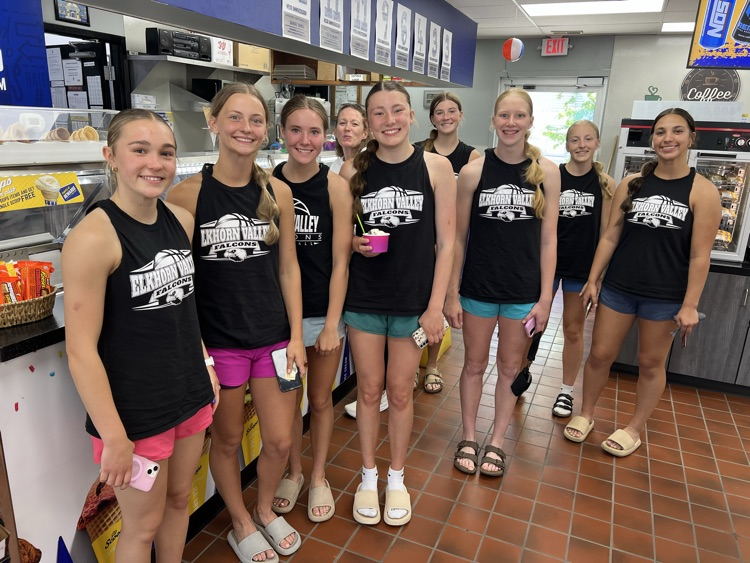 EVFalcons's tweet photo. Day 2 at Cross County was varsity action with our Elkhorn Valley girls going 3-0 with wins over Boone Central, Weeping Water, &amp; Johnson-Brock. Great start to the summer deserves top notch ice cream! #EVfalcons https://t.co/nNusY6Cw9s