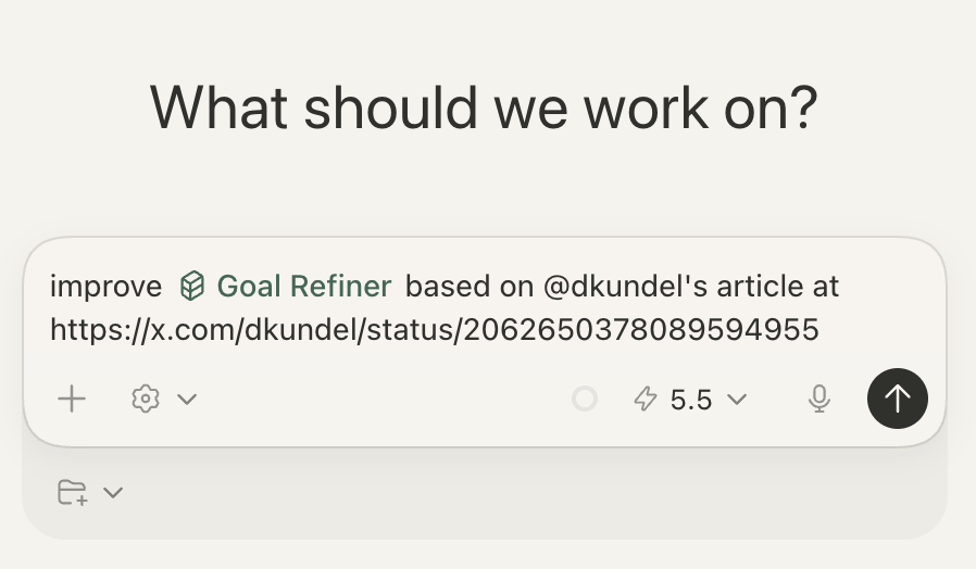 jskoiz's tweet photo. @dkundel good stuff. 

had codex update my $goal-refiner skill with it! https://t.co/3hEy8gJ0Ox