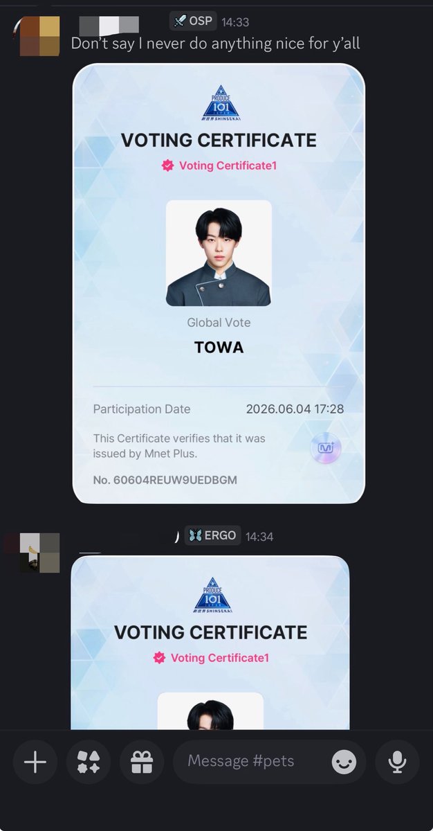 sleepiest_daisy's tweet photo. managed to get my sister’s d&amp;d party to vote for Towa!! gonna see if I can recruit anyone else to vote too before the finale 🙂‍↕️🙂‍↕️
#TowaTime #하마다토와 #濱田永遠 #Produce101JapanShinsekai #produce101japan新世界 #101Shinsekai https://t.co/GRi6QbYsnK