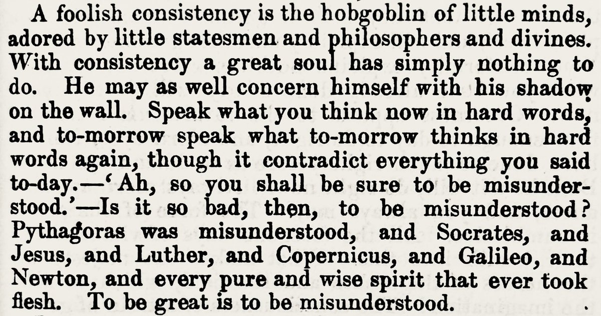 DemocritusSr's tweet photo. Ralph Waldo Emerson, “To be great is to be misunderstood.” (“Self-Reliance”) https://t.co/PqBwJ1qv55