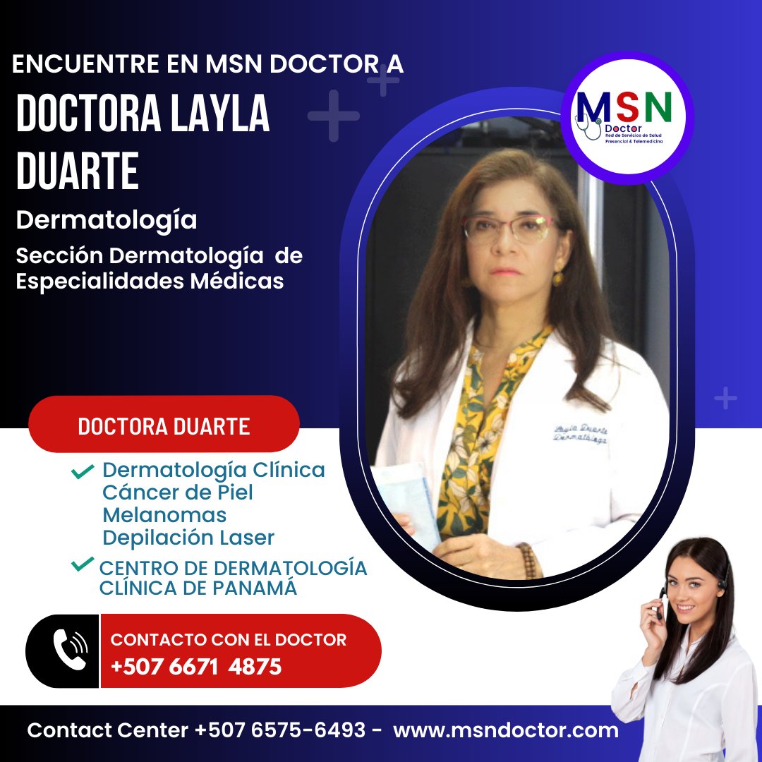 msndoctortv's tweet photo. Dra. Layla Duarte
Dermatóloga especialista en cáncer de piel y melanomas.
⭐ 5⭐ con +286 opiniones.
Info 👉 https://t.co/LVxtLr0pOQ
📞 +507 6575-6493
#Dermatologia #Melanoma https://t.co/gbkhDlVbLX