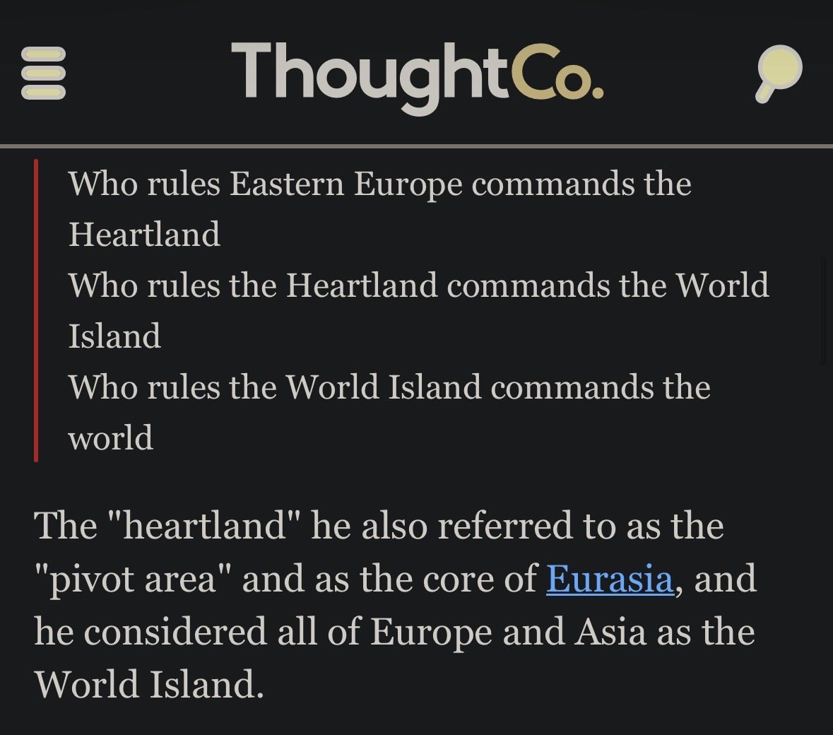 curiousgelo's tweet photo. @buckleycarlson The Heartland Theory from 1904 proposed by Sir Halford John Mackinder doesn’t get enough attention. https://t.co/IvafjmYe4f